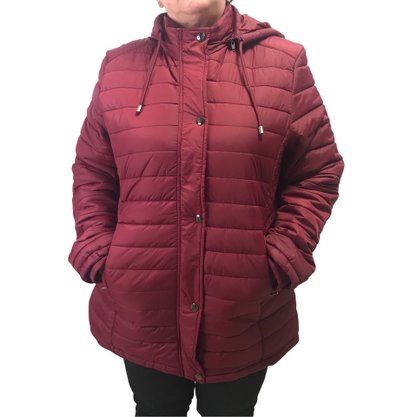 Jaqueta Dunialin Plus Size com Capuz Removível Bordo 2171