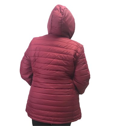 Jaqueta Dunialin Plus Size com Capuz Removível Bordo 2171