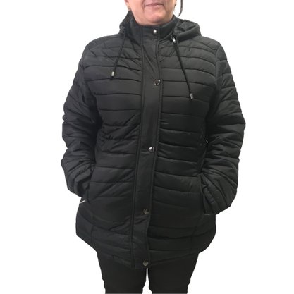 Jaqueta Dunialin Plus Size com Capuz Removível Preta 2171