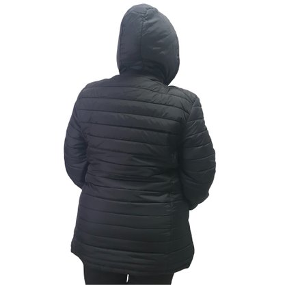 Jaqueta Dunialin Plus Size com Capuz Removível Preta 2171