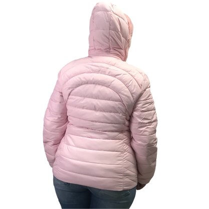 Jaqueta Dunialin Plus Size com Capuz Removível Rosa 2231
