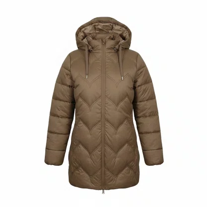Jaqueta Feminina Alpelo Pluma de Pato Dupla Face Bege 20500053