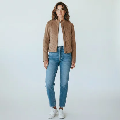 Jaqueta Feminina Suede Alpelo com Recortes Caramelo 40600029