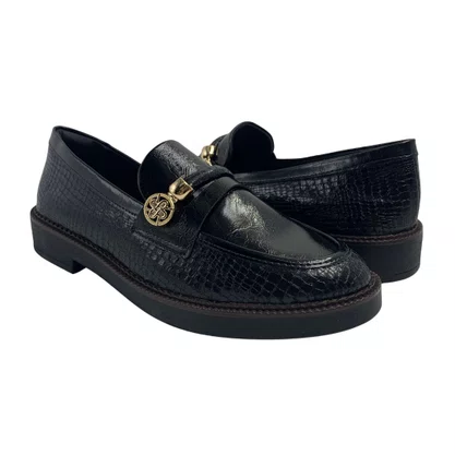 Loafer Ramarim Verniz Croco Preto 2611103