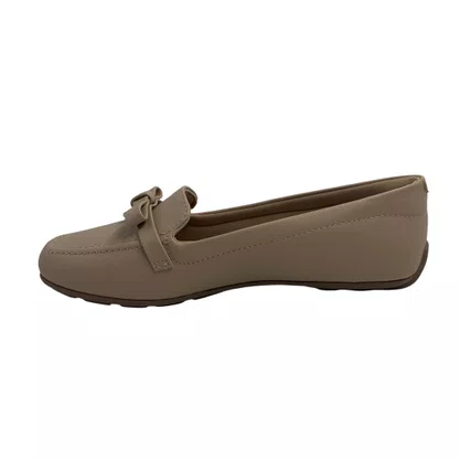 Loafer Softli Bege 10386 Super Conforto Laço