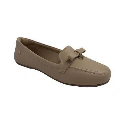 Loafer Softli Bege 10386 Super Conforto Laço