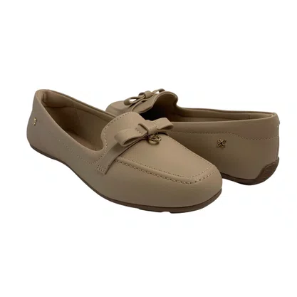 Loafer Softli Bege 10386 Super Conforto Laço