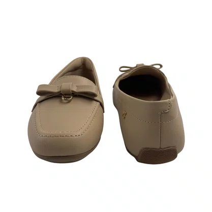 Loafer Softli Bege 10386 Super Conforto Laço