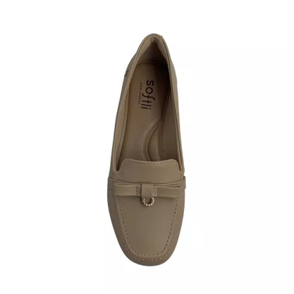Loafer Softli Bege 10386 Super Conforto Laço