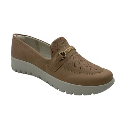 Mocassim Piccadilly Conforto Nude para Pés Largos 950052