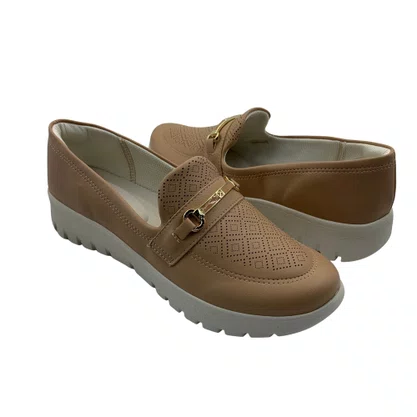 Mocassim Piccadilly Conforto Nude para Pés Largos 950052