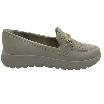 Mocassim Piccadilly Conforto Off White Pés Largos 950052