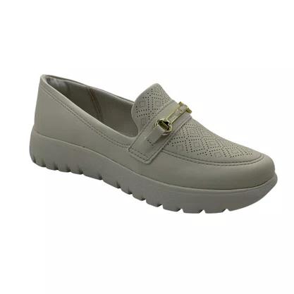 Mocassim Piccadilly Conforto Off White Pés Largos 950052