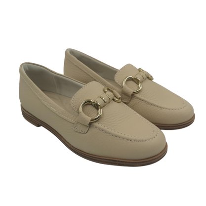Sapato Usaflex Mocassim em Couro Bege 3502   