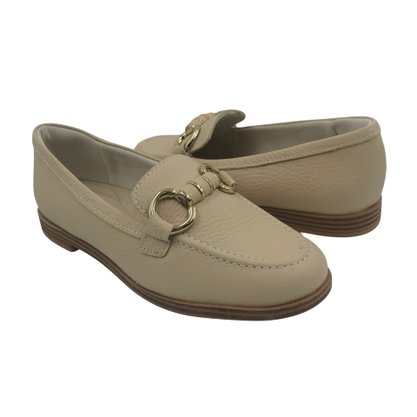 Sapato Usaflex Mocassim em Couro Bege 3502   