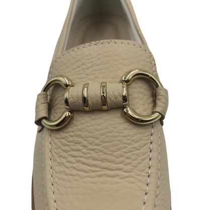 Sapato Usaflex Mocassim em Couro Bege 3502   
