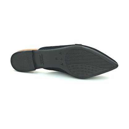 Mule Bebecê Bico Fino Tecido Preto 2056-397