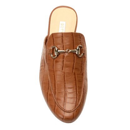 Mule Bottero Couro Natural Croco Caramelo 300003