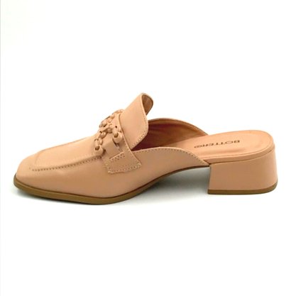 Mule Bottero Couro Salto Baixo Nude 354204