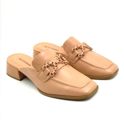 Mule Bottero Couro Salto Baixo Nude 354204
