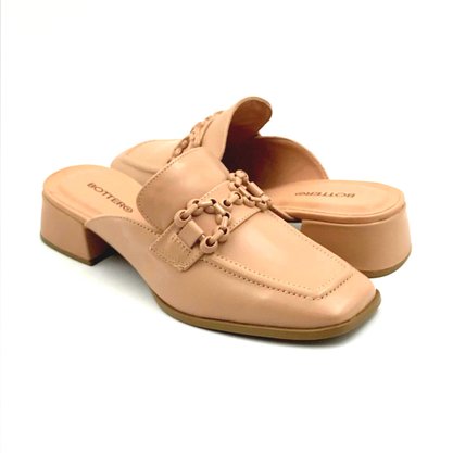 Mule Bottero Couro Salto Baixo Nude 354204