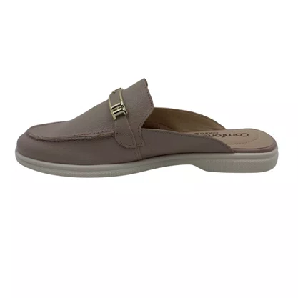 Mule Comfortflex Couro com Detalhe Dourado Rosê 2560331