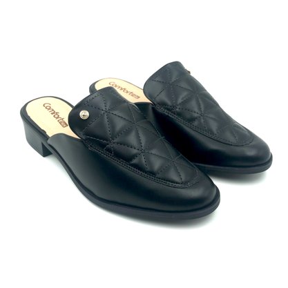 Mule Comfortflex Salto Baixo Preto 2472331