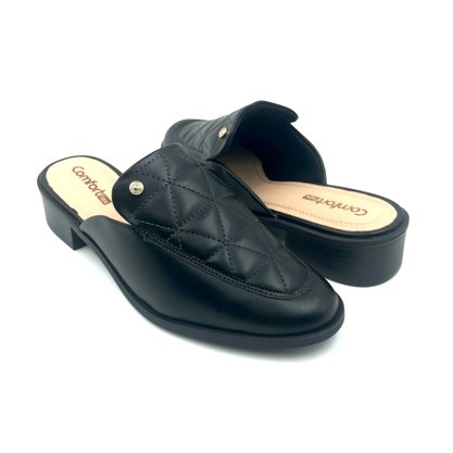 Mule Comfortflex Salto Baixo Preto 2472331