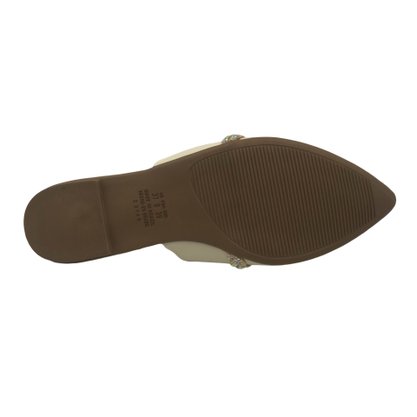 Mule Mississipi Bico Fino Com Brilho Bege 761