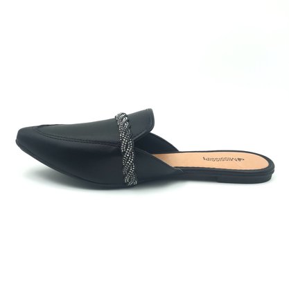Mule Mississipi Bico Fino Com Brilho Preto 761