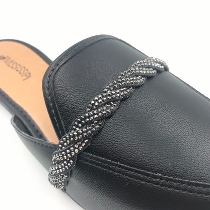 Mule Mississipi Bico Fino Com Brilho Preto 761