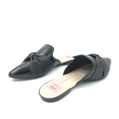 Mule Moleca Verniz Preto com Laço Bico Fino 5444.311