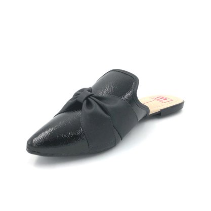 Mule Moleca Verniz Preto com Laço Bico Fino 5444.311