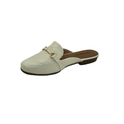 Mule Piccadilly Branco Salto Baixo 253002