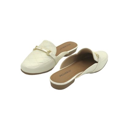Mule Piccadilly Branco Salto Baixo 253002