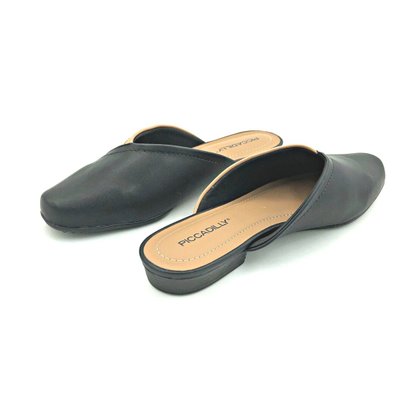 Mule Piccadilly Napa Stretch Preto/Bege Para Joanete