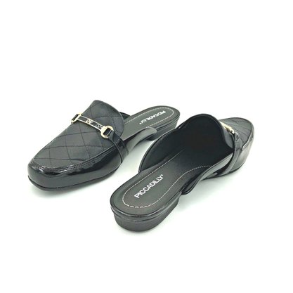 Mule Piccadilly Preto Salto Baixo 253002