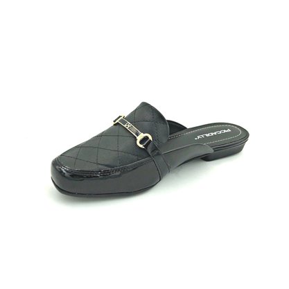 Mule Piccadilly Preto Salto Baixo 253002