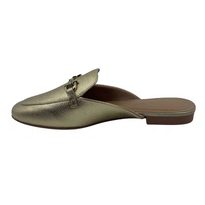 Mule Usaflex Couro com Detalhe Dourado 40025