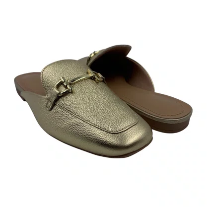 Mule Usaflex Couro com Detalhe Dourado 40025