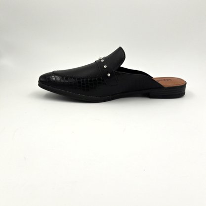 Mule Usaflex Couro Natural Preto com Tachinhas AB8303