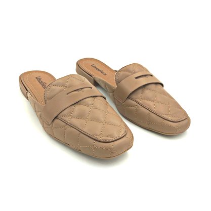 Mule Usaflex Matelassê Couro Camel AF1304