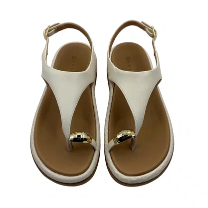 Papete Ramarim Feminina Off White Detalhe Dourado 2655202