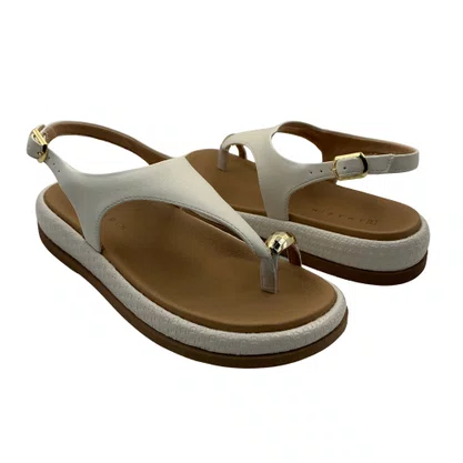 Papete Ramarim Feminina Off White Detalhe Dourado 2655202