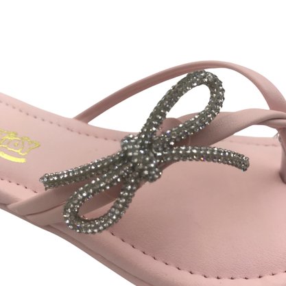 Rasteira Kidy Menina Com Strass Rosa 1460192