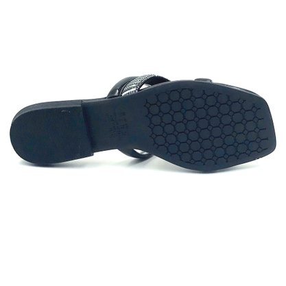 Rasteira Mississipi Preta Verniz com Strass 8841