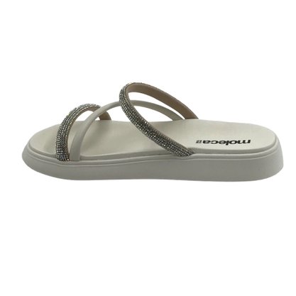 Rasteira Moleca Flatform Off White com Strass 5469121