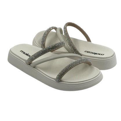 Rasteira Moleca Flatform Off White com Strass 5469121