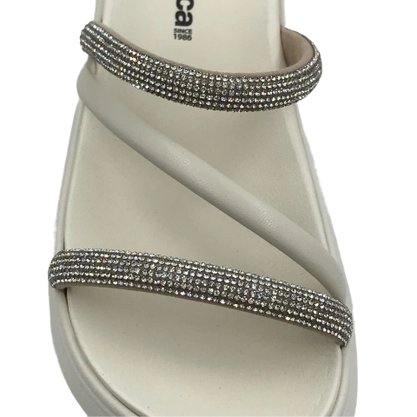 Rasteira Moleca Flatform Off White com Strass 5469121