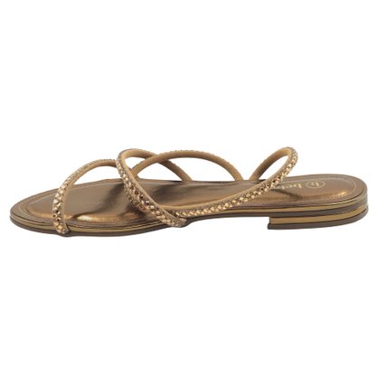 Sandália Bebecê Rasteira com Strass Bronze 1028467